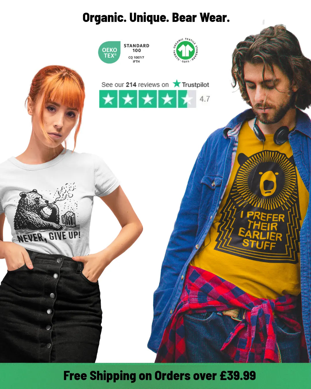 festival-t-shirts-with-bear-graphics-and-ethical-labels-organic-cotton-clothing-free-shipping-banner