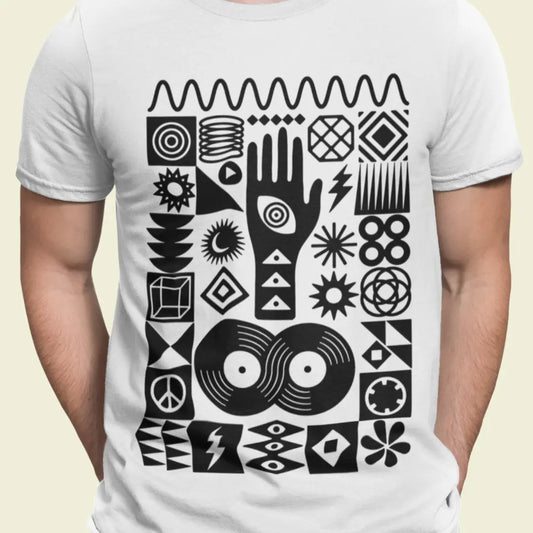 front-view-of-abstract-t-shirt-featuring-geometric-symbols-hand-graphic-and-vinyl-ideal-concert-merch-for-music-fans
