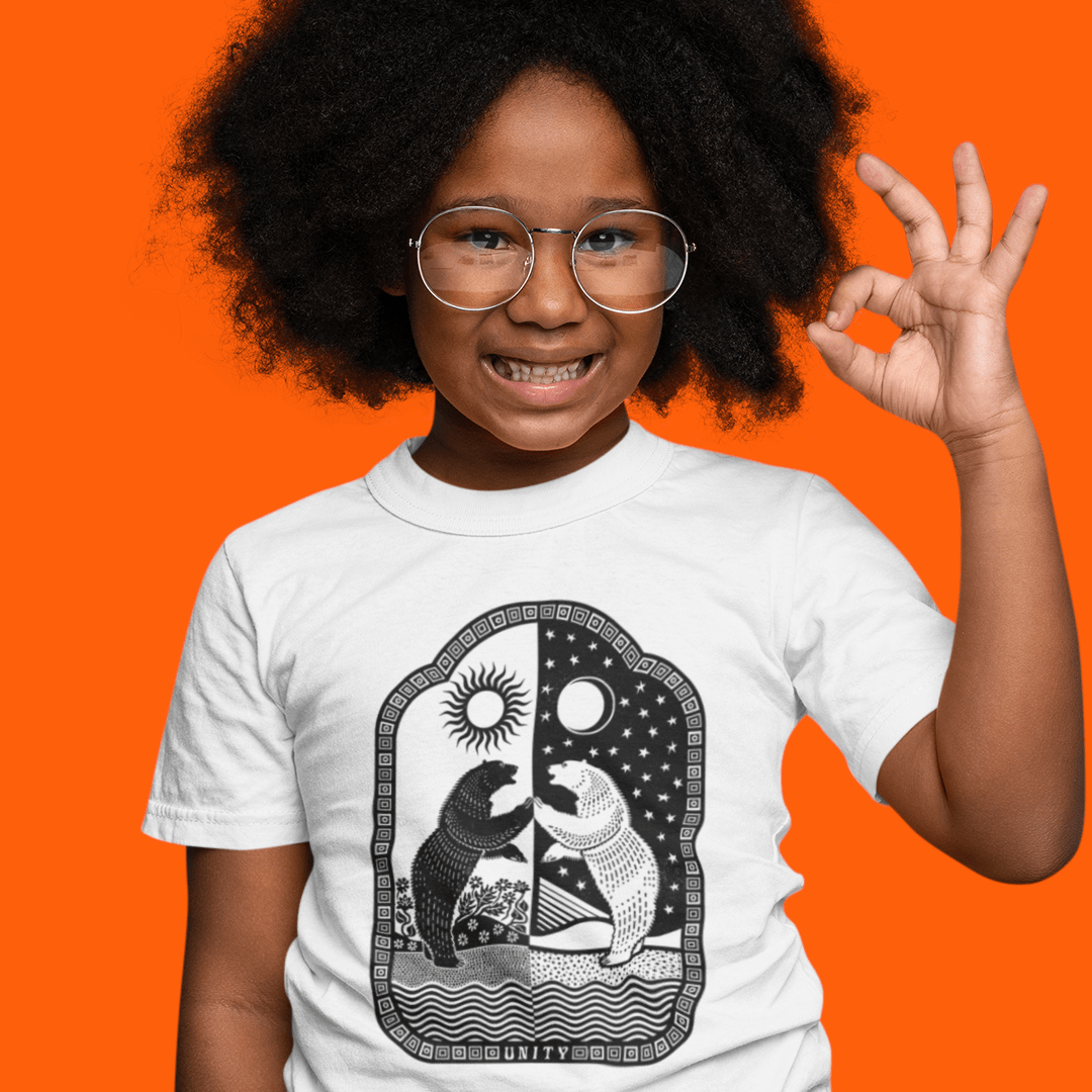 Restless Wears Unity Bear Sun/Moon Kids Organic Cotton T-Shirt Bear T-Shirt Music Quote T-Shirt