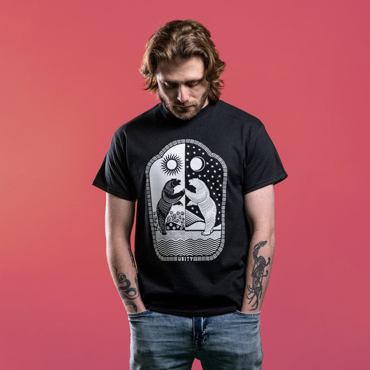 Unity Bear - Camiseta de algodón grueso para hombre