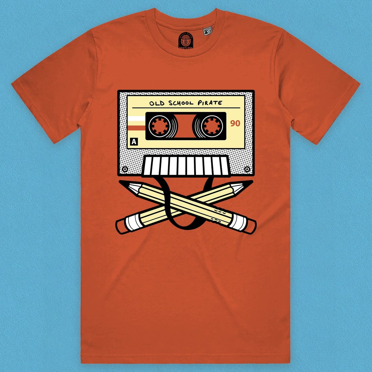 Cassette Tape Men's Retro T-Shirt - Pirate Radio Skull Style 80s 90s Tee - Perfect Alternative Indie Music Gift for Him - Pick Essential Festival Wear - UK Organic Cotton T-Shirts