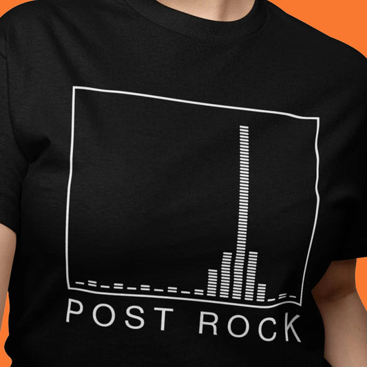 Post-Rock-Frequency-Funny-Artwork-Tee-Womens-Fit-Vairent-On-Black-Tee-Close-Up-Alt-Music-Shirt