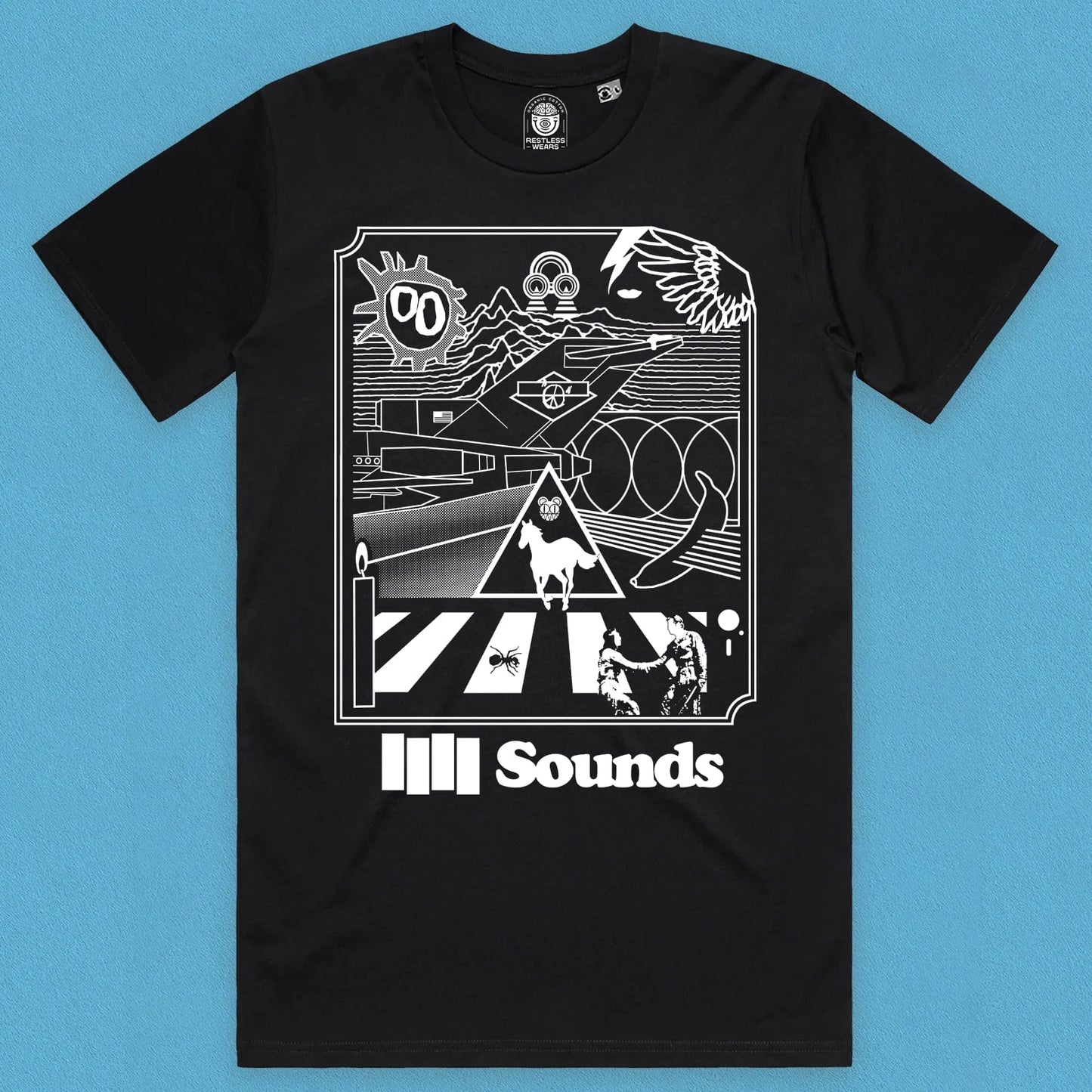 Classic Album Cover Mash-Up T-Shirts - Music T-Shirts for Men - In Black