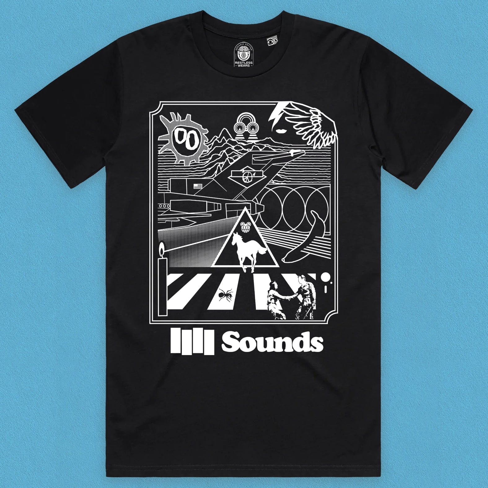 Classic Album Cover Mash-Up T-Shirts - Music T-Shirts for Men - In Black
