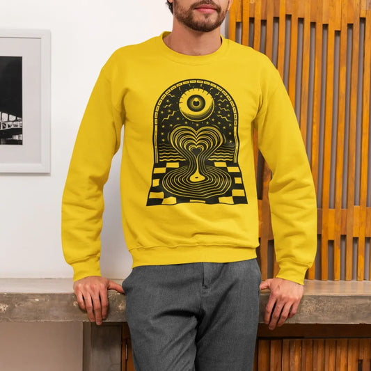 eye-heart-vinyl-graphic-yellow-jumper-unisex-heavy-cotton-retro-music-sweatshirt