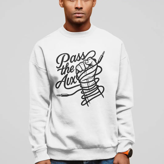 dj sweatshirt folded on table – pass the aux graphic design gift idea