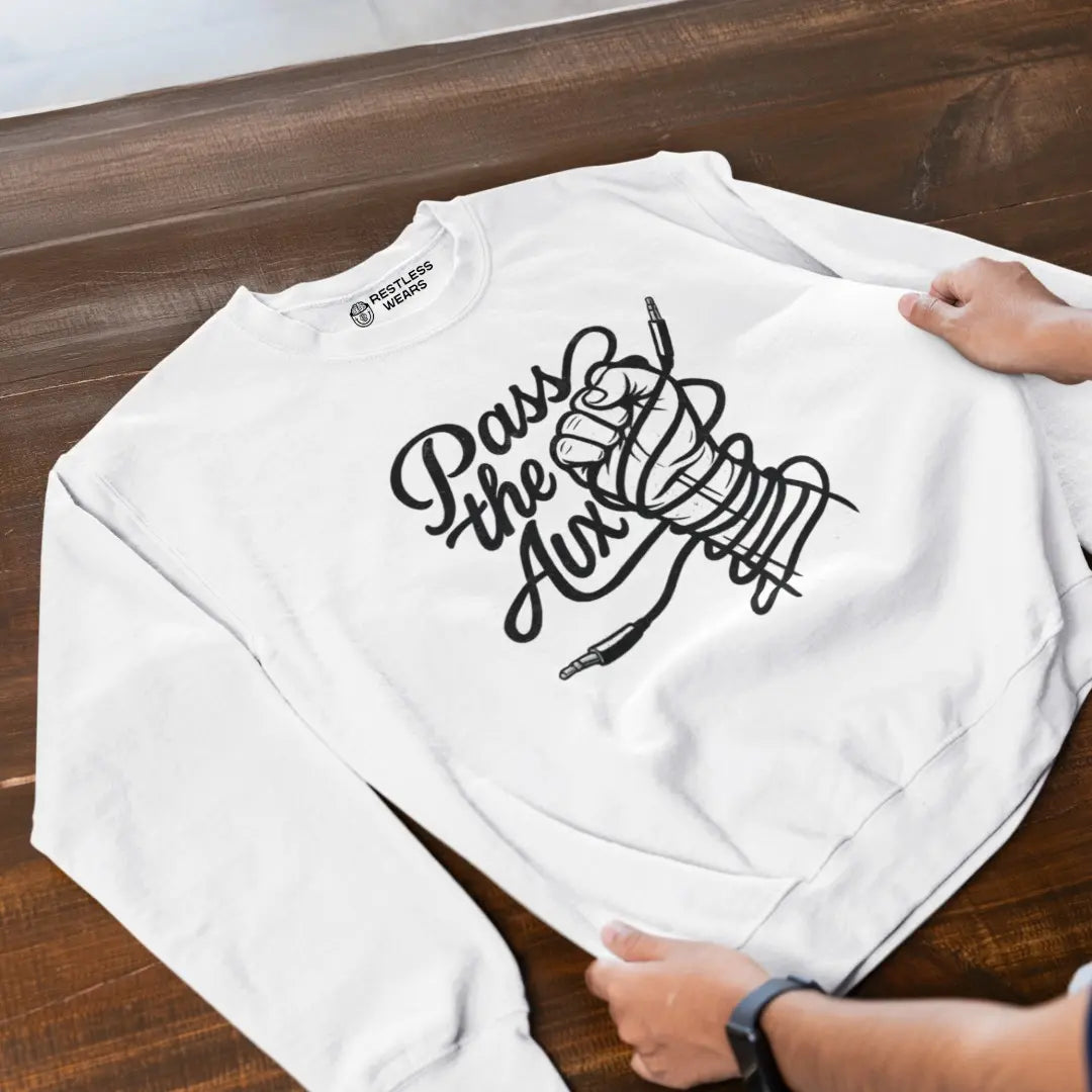unisex dj sweatshirt gift featuring hand wrapped in aux cable – dj accessories apparel