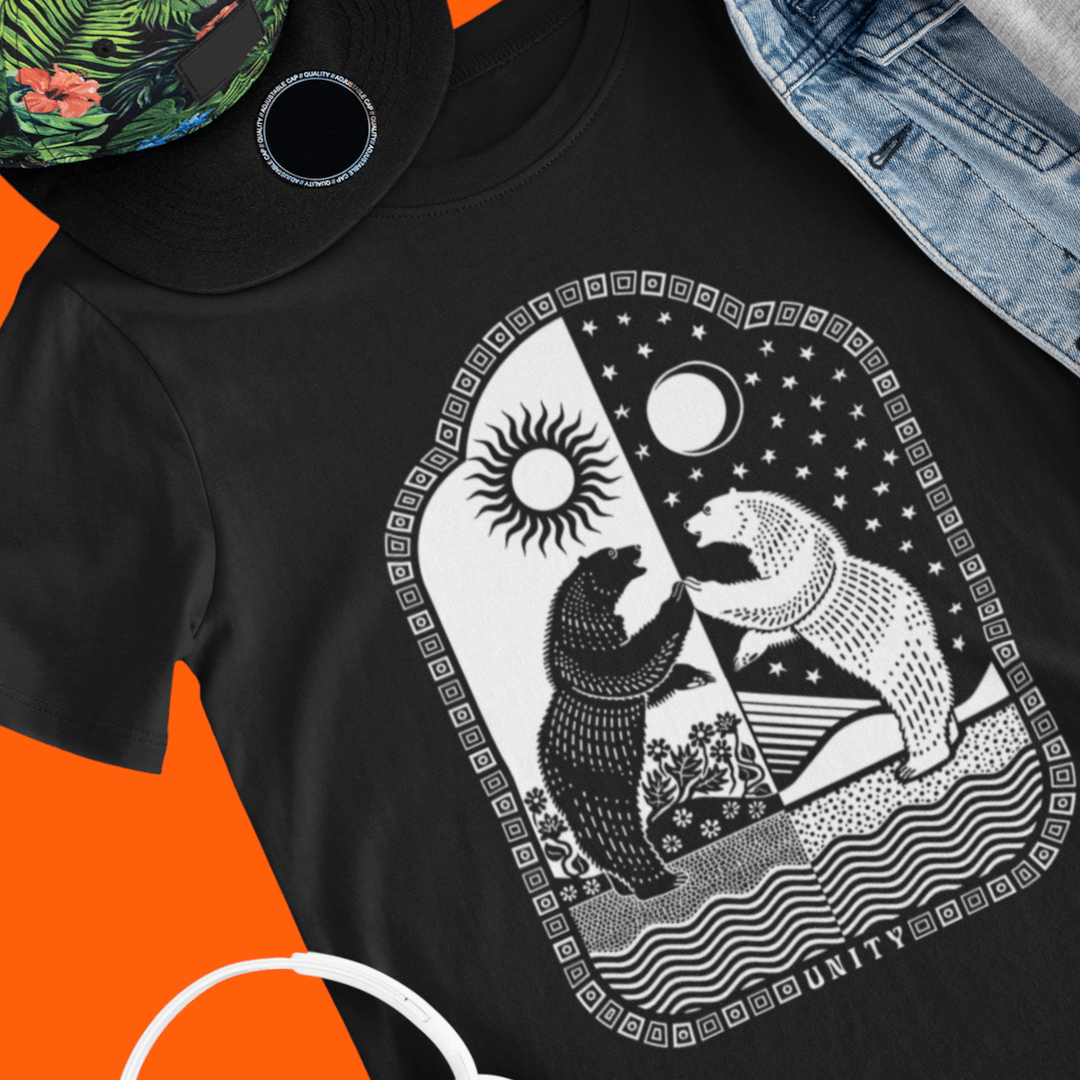 Restless Wears Unity Bear Sun/Moon Kids Organic Cotton T-Shirt Bear T-Shirt Music Quote T-Shirt